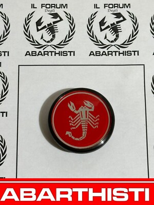 Enjoliveur De Centre De Roue Au Logo Scorpion Abarth Jaune - Diamètre 50 Mm - Pour Jantes Alu Fiat/Abarth