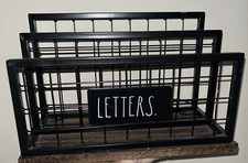 Rae Dunn Paper Wooden  Metal Mail Organizer Desk Letter Holder