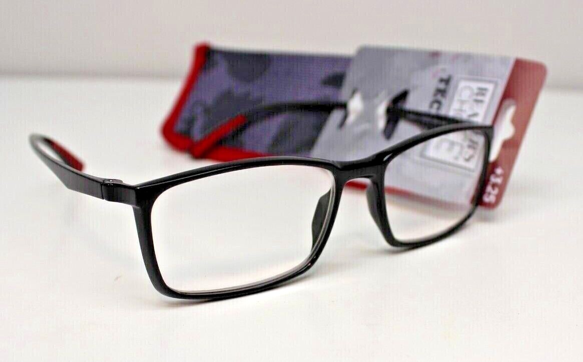 FG Readers Choice TECH Black/Red Reading Glasses w Case BECK BL 55/17 ...