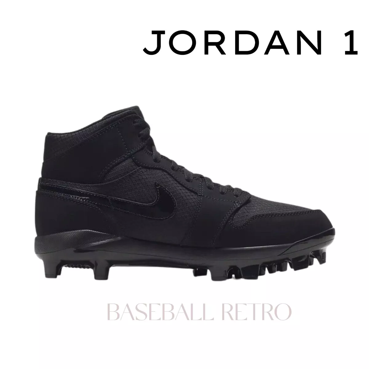 Air Jordan 1 Retro MCS Baseball New Nike Cleats Shoes Matte Black