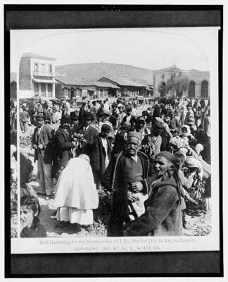 8'' x 10'' Photo Bartering for the necessaries of life,market day in Argos,Greece