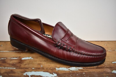 E.T. Wright Solid Burgundy Leather Moc Toe Penny Loafer Size 