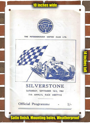 Metal Sign - 1961 Silverstone Circuit Racing Program - 10x14 inches