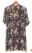 Witchery Olive Green Floral Sheer Midi Dress Size 8 Lined Short Sleeve Elegant 