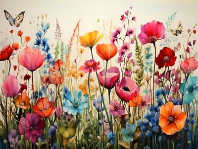  Wild Flowers Diamond Art Painting for Adults-Flower DIY 5D Diamond Art B13597