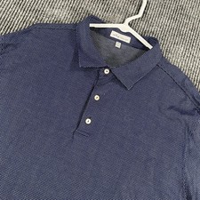 Peter Millar Polo Shirt Mens 2XL XXL Blue Geometric Short Sleeve Golf Casual