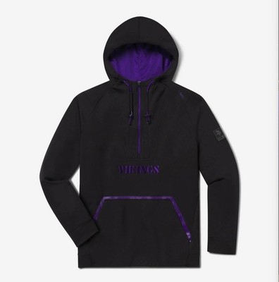 UNRL X Vikings Crossover Half-Zip Hoodie Size M Black NFL Football Minnesota