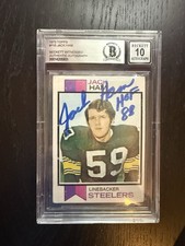 Jack Ham Pittsburgh Steelers Signed 1973 Topps HOF Beckett 10 Auto Rookie Card. rookie card picture