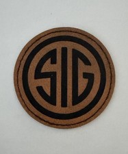 Sig Sauer Iron on Round Leather Patch 2.5&rdquo; Custom