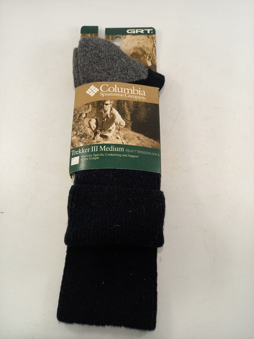 Columbia Socks Trekker III Medium-Heavy Trekking Merino Wool Mix Black Grey New 