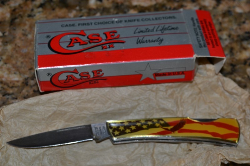 CASE KNIFE SINGLE BLADE BALD EAGLE 059LSS NEW OPEN BOX LOCKING BLADE FLAG