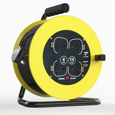 Heavy Duty 13A 4Way Gang Socket Extension Cable Reel Electrical Lead 15-50 meter