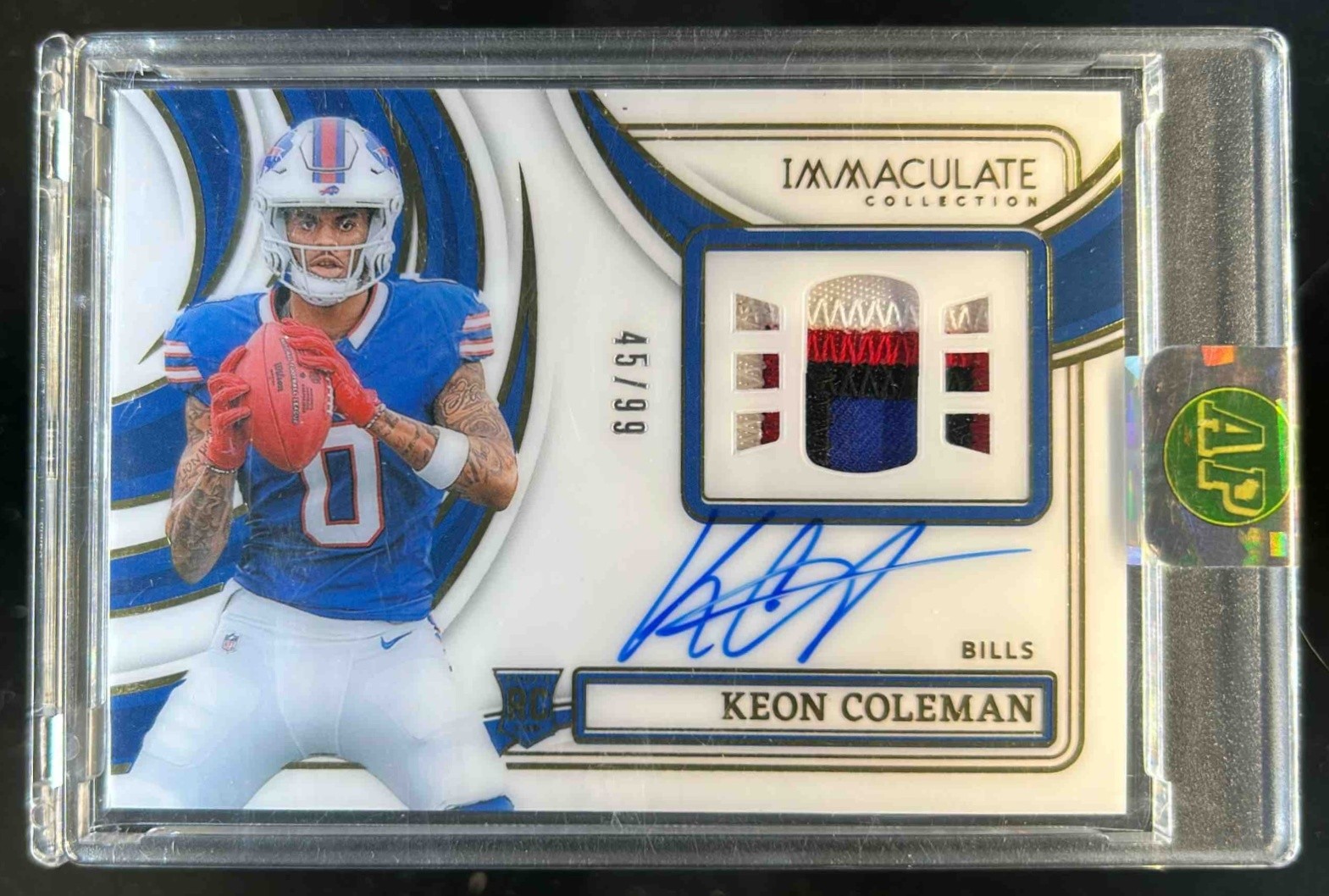 2024 Panini Immaculate Keon Coleman Numbers Rookie Patch Auto #45/99 Bills
