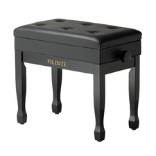 Adjustable Height Piano Bench Stool PU Leather Cushion Wooden Keyboard Seat w...