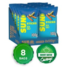 SUN Sticks Snacks Sea Salt Sharing Bag Crisps 8 x 100g Short Dated