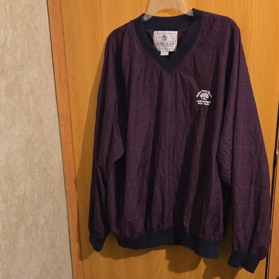 Grand Slam Men's 2XL Burgundy Plaid V-Neck Golf Windbreaker Pullover Jacket