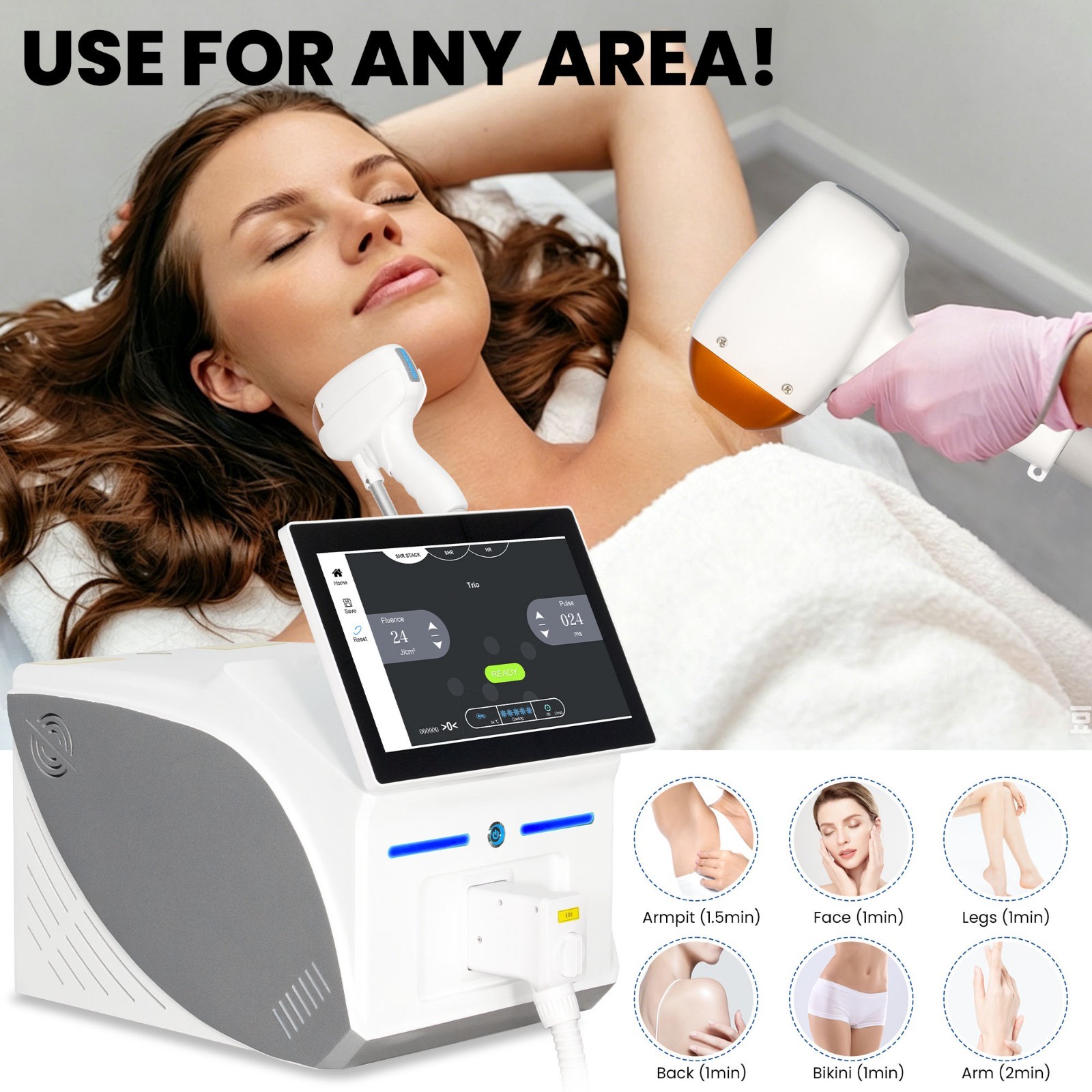 Professional diode laser hair removal device 755 808 940 1064nm 4 wavelength