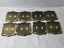 Vintage Amerock Brass Double Switch Plate Cover Set of 8