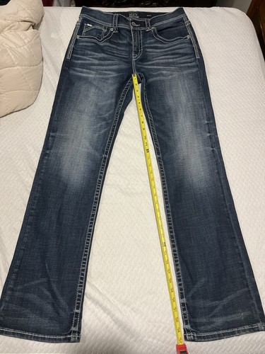 Jeans uomo blu nero fibbia 34 Xl vestibilità numero 9 gamba stivale vedi foto per misura