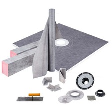 48x48 in Waterproof Shower Curb Kit with Drain Membrane