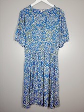FATFACE DRESS 12 FAT FACE MULTICOLOUR SUMMER SHIFT SHIRRED WAIST 40"  QT2