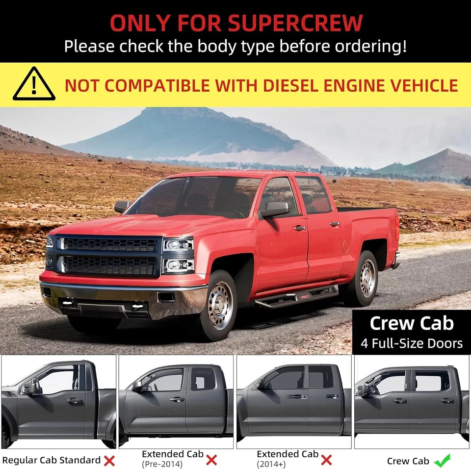 Running Boards for 07-18 Chevrolet Silverado Sierra 1500 2500HD 3500HD Side Step Foto 3 de 4