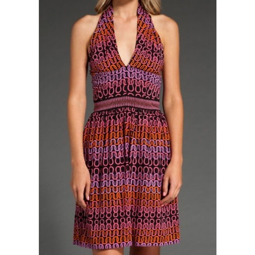 TRINA TURK Silk Dress the Campania Loop Halter Cocktail Dress Women's Size 10 - Picture 2 of 18