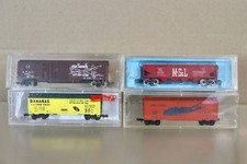 ATLAS ATHEARN N GAUGE RAKE of 4 AT&SF BANANAS NTRAK MSL BOX CAR HOPPER WAGON on