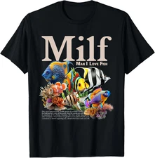 GILDAN TEE MILF Man I Love Fish Funny Fishing Fisherman. Humor Nature T-Shirt