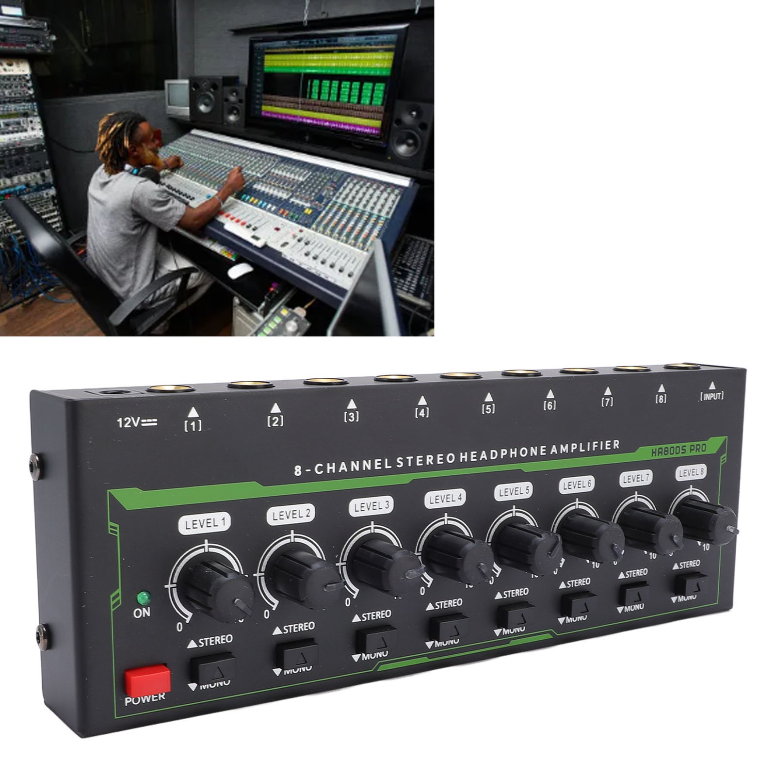 8 Channel Stereo Headphone Amplifier 6.35MM Interface Independent Volume Co