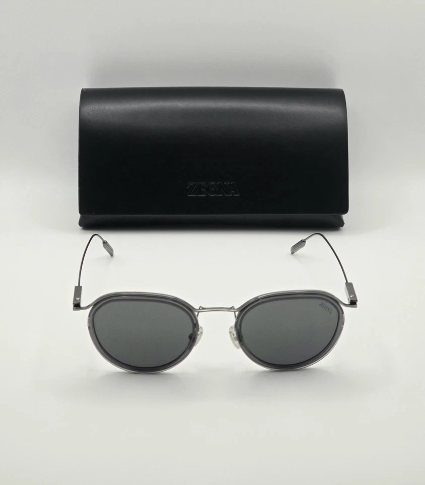 Ermenegildo Zegna EZ0246 20A Shiny Grey Frame Smoke Lens 51 mm Men's Sunglasses  - Image 4 of 4