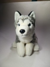 Toys R Us Siberian Husky Puppy Dog 9" Tall Gray Plush Blue Eyes