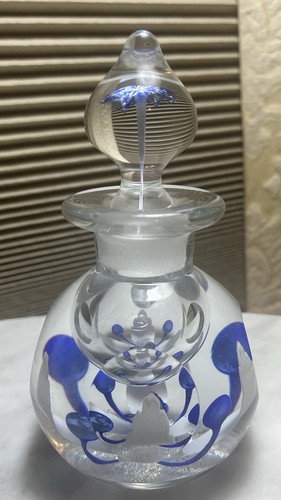 Kunstglas Parfum Flakon signiert von Jeneo Lewis 1987 Vintage.