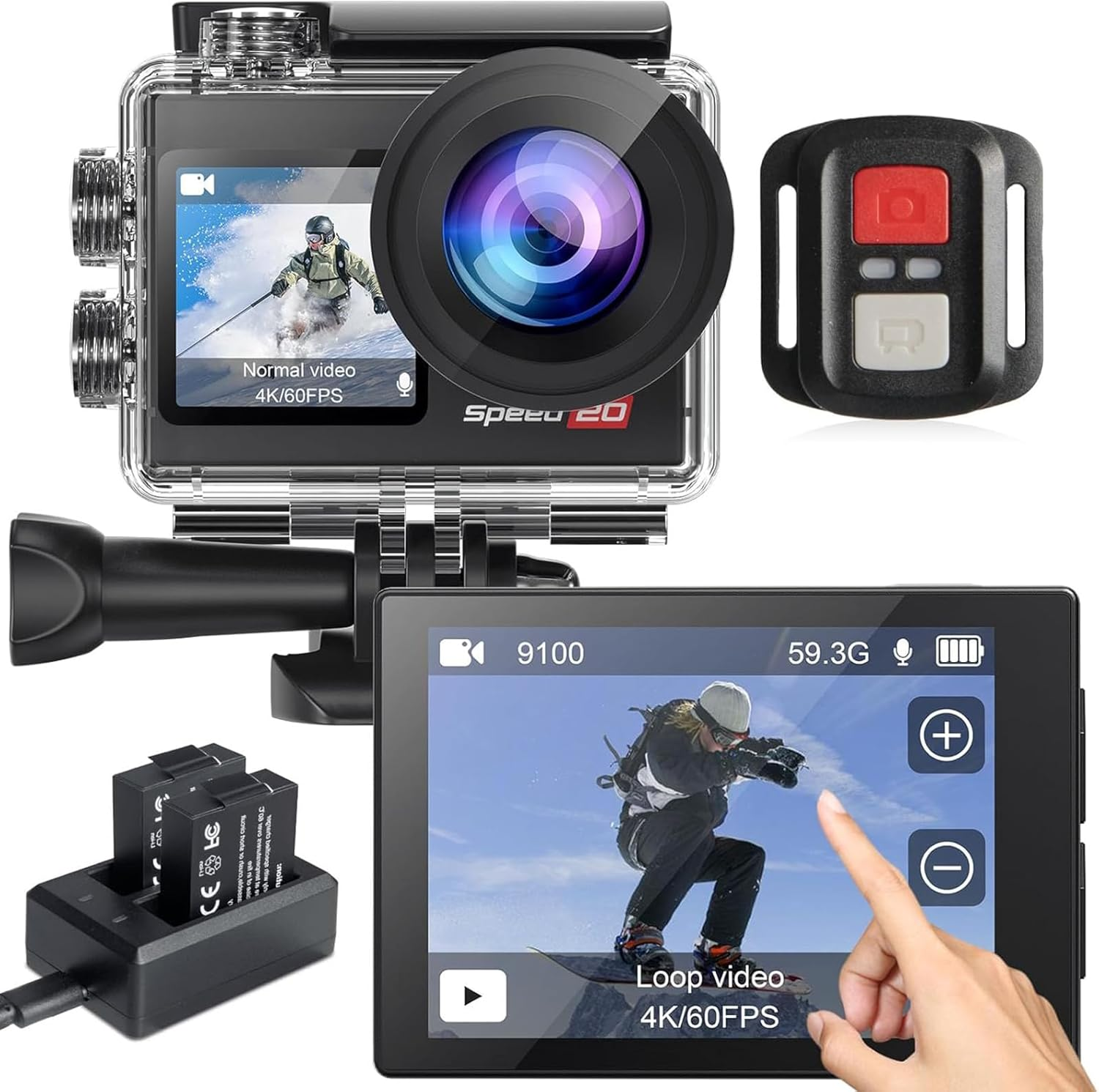 4K Action Camera with 6-Axis EIS Stabilization - Waterproof Sports Camera with D-image