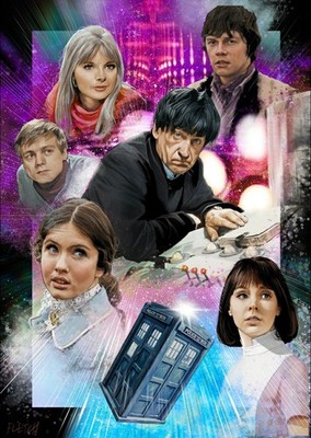 Doctor Who 2nd Second Doctor Patrick Troughton & Companions A3 Poster von Fletch 