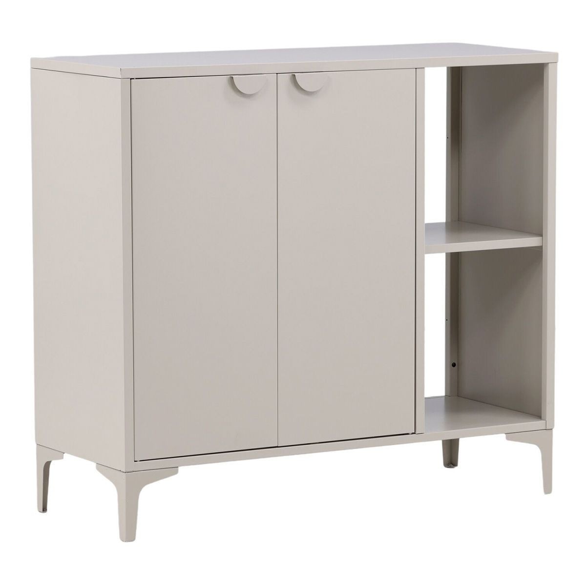 Buffet 2 portes en métal Piring 110cm beige pour rangement salon