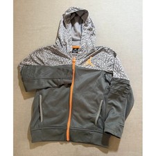 Jordan Therma-FIT Full Zip Hoodie Gray Orange Elephant Print Long Sleeve