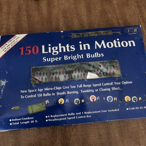 Vintage Set Of 150 Christmas Lights In Motion Indoor/Outdoor 60'. Tested & Work