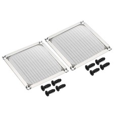 2Pcs 92mm Fan Filter Grills w Screw Aluminum Frame Stainless Steel Mesh Silver
