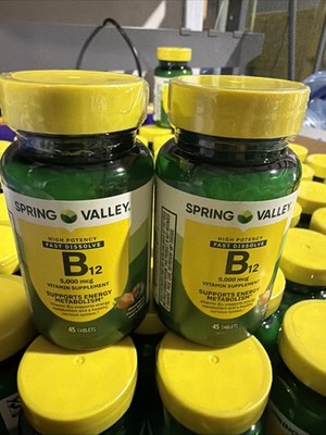 2 Pack Spring Valley Extra Strength Vitamin B12 Fast-Dissolve 5000 mcg 45 Ct