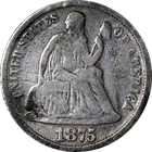 1875-CC Seated Liberty Dime - Above Bow