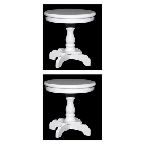 2 Pieces Mini Imitation Wooden Round Table Furniture Models Miniature
