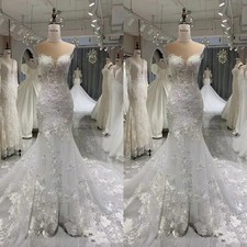 Mermaid Wedding Dresses Lace Appliques Sweetheart Court Train Bridal Gowns
