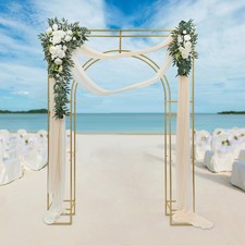 7.9ft Gold Wedding Arch Backdrop Stand, Square Arch Double Metal Balloon Arch