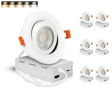 CLOUDY BAY Eyeball 4 inch 5 Color Gimbal LED Recessed Light with Junction Box,