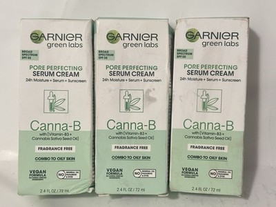 3x Garnier Green Labs Canna-B Pore Perfecting Serum Cream SPF 30, Fragrance 6/22
