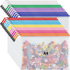 A4 Letter Size 24 Pack 10 Colors Zipper Mesh Document Pouch, Mesh Bags for Board