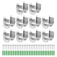 10 Pcs 1.1 Inch Closet Rod Bracket for Closet Rod, Silver