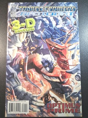 Transformers Spotlight Optimus Prime 3-D IDW Comics 3-D Glasses Included 2009 NM