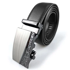 New Genuine Leather Mens Ratchet Belt Belts For Men Adjustable Automatic Buckles